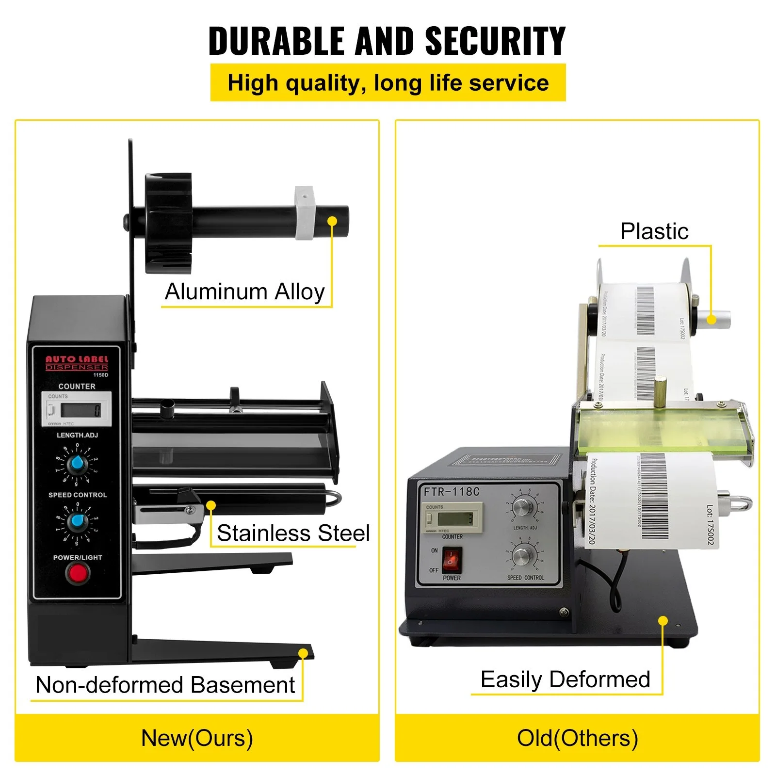 Automatic Label Dispenser Device 140mm AL-1150D Portable Label Applicator Sticker Separating Auto Label Stripping Machine