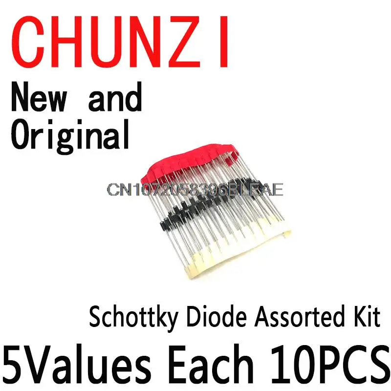 50PCS=5Values*10PCS Schottky Diode Assorted Kit SR3100 SR3200 SR5100 SR5200 SR560 Each 10PCS