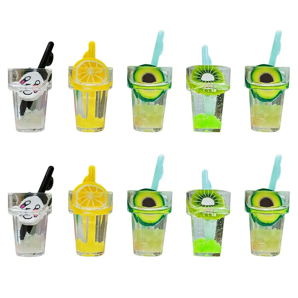 

10Pcs Mini Drink Simulation Fake Beverage Plastic Ornament Set Colorful Mixed Style Miniature House Decor Pretend Play Accessory