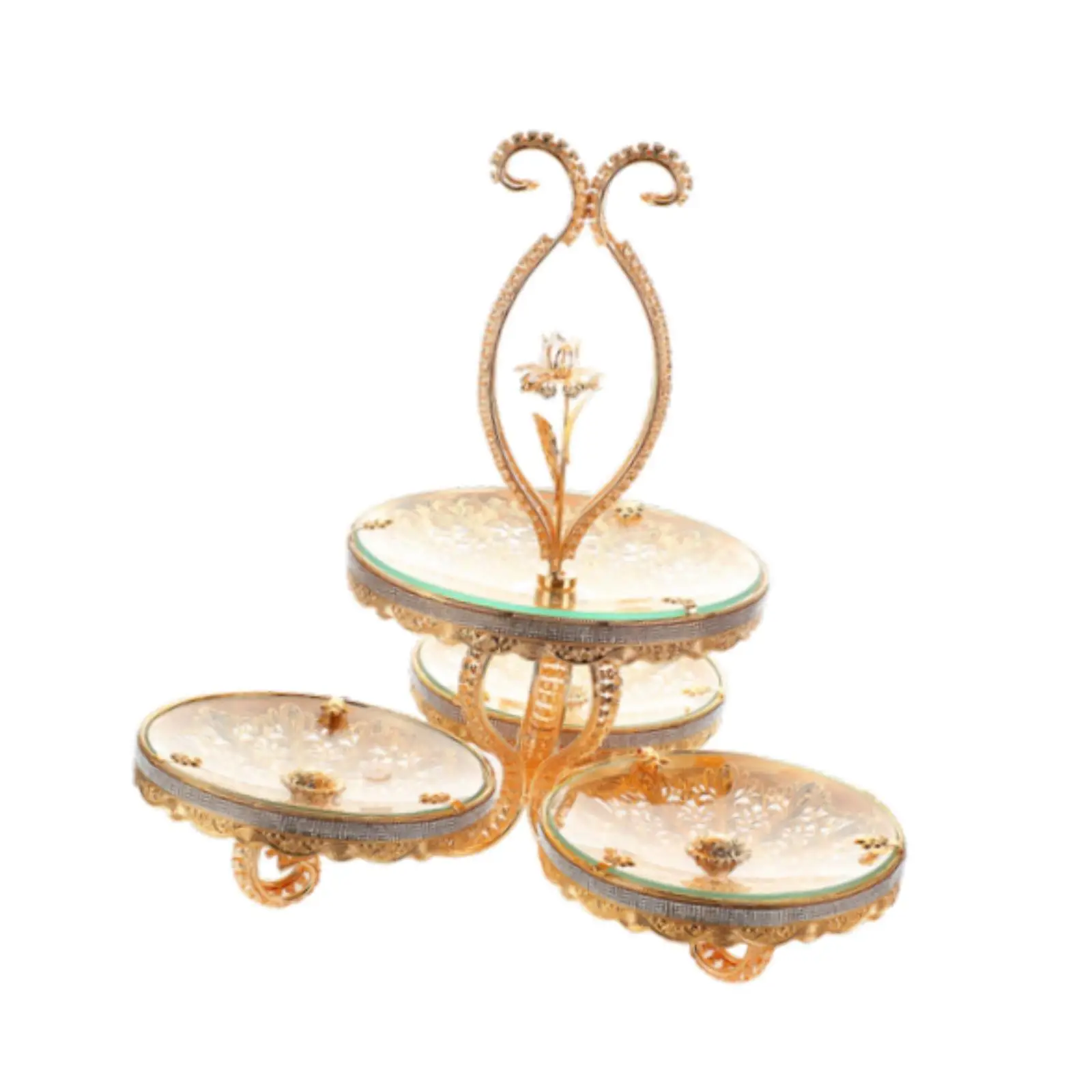 Double Layered Glass Fruit Tray Display Plate Luxurious Glass Serving Platters for Dessert Party Decor Birthday Hotel Fruit