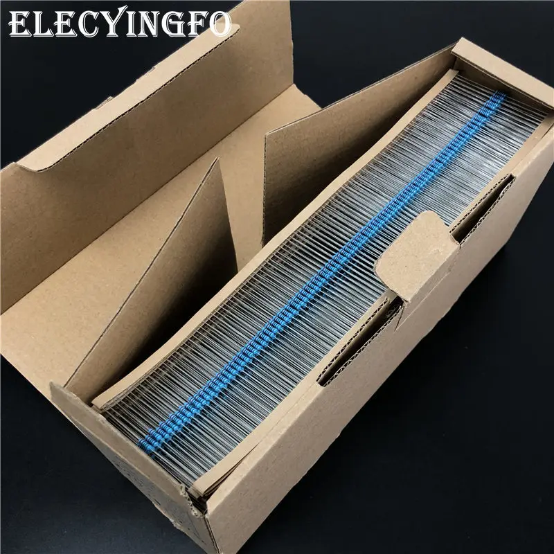 5000pcs/Box 1/4W Metal Film Resistor 0.25W 1% (1~10M ohm  Available) 1/10/100/1k/10k/100k/1M/4R7/47R/270R/330R/4K7/47K/470K/4.7M