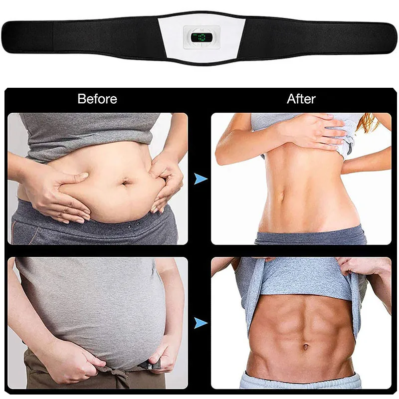 BXA-estimulador muscular Abdominal inteligente, cinturón de masaje de cintura Abs, masajeador eléctrico para adelgazar, Fitness, perder peso, quemar grasa