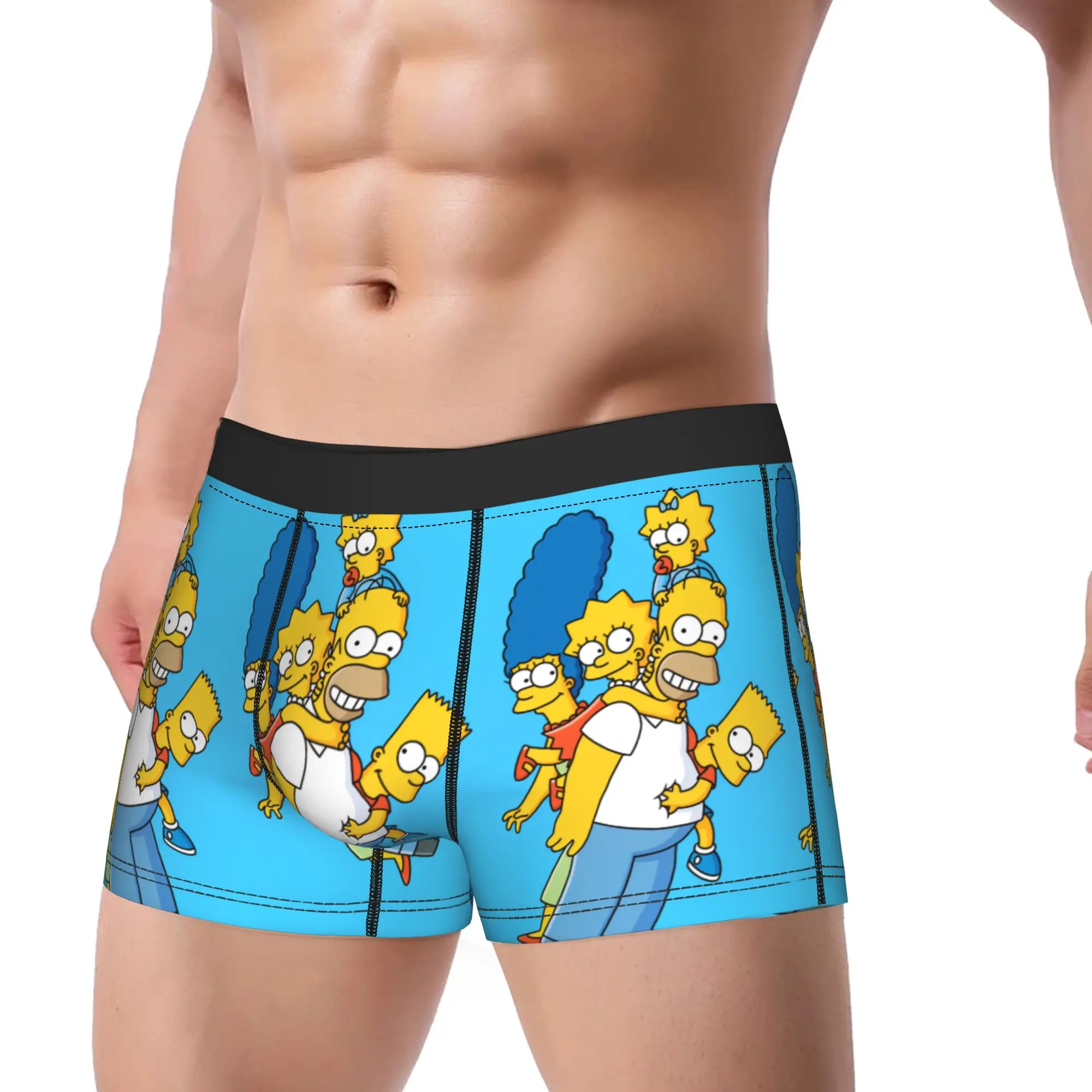 Funny S-Simpsons Classic Family Portrait Underwear  Funny Panties Custom Boxer Brief For Males Pouch Large Size Trunk