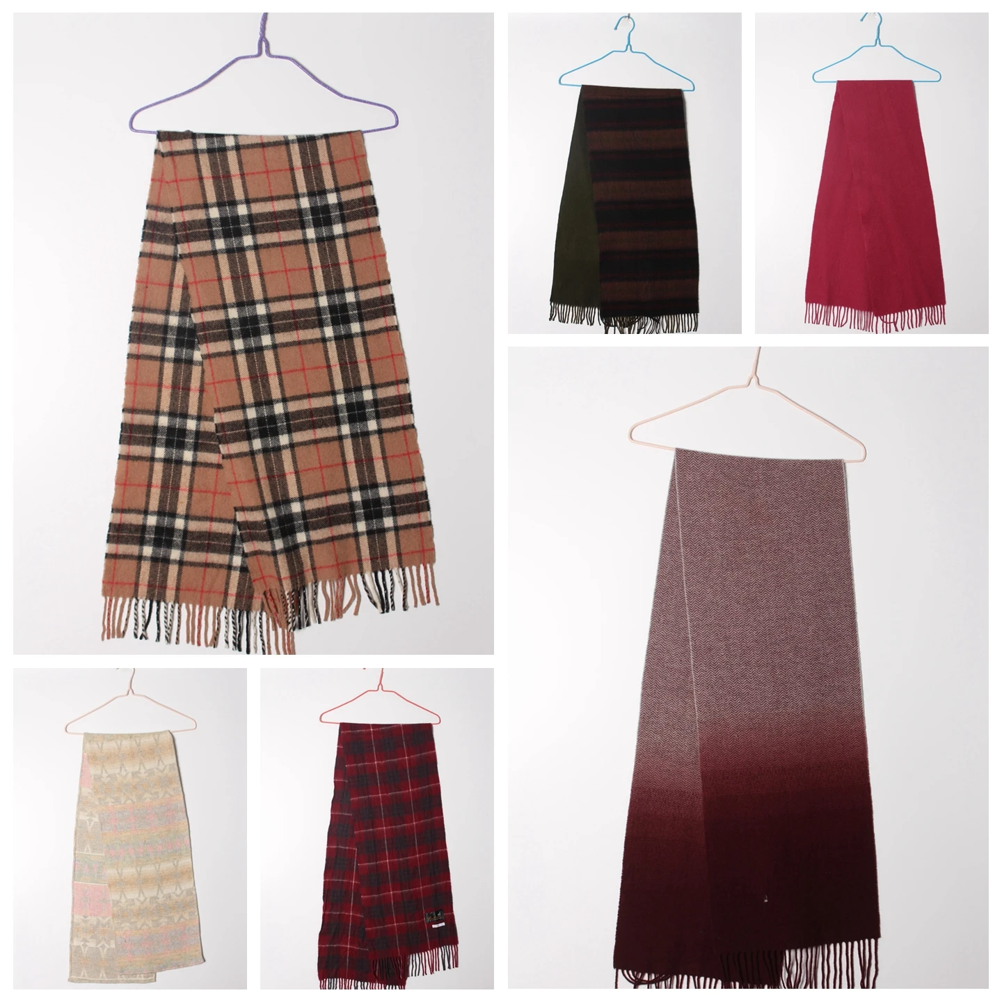 ヴィンテージ暖かいウールスカーフ女性用タッセルチェック柄カラー春秋冬ファッションアクセサリー