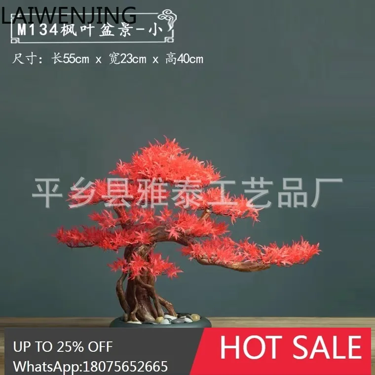 HLZ New Chinese Style Artificial Bonsai Welcoming Pine Ornament Entrance Screen Cabinet Living Room Decoration