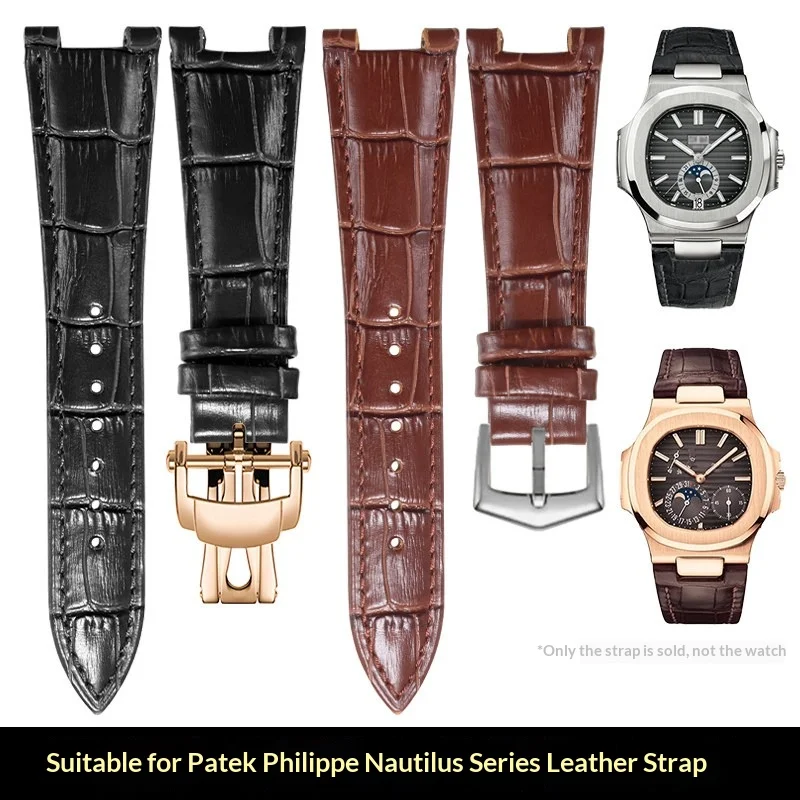 25*13mm black blue brown Notch Genuine Cow Leather Watch Strap for Patek Philippe Nautilus 5711 5712G Men Replacement Watch Band