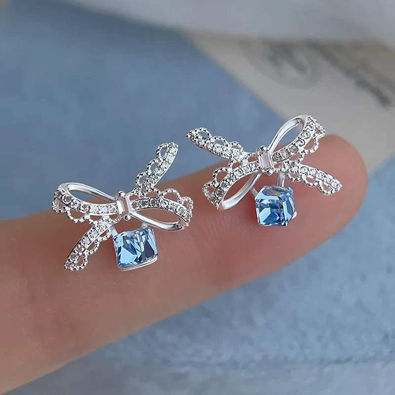GANPUP Süße Funkelnde Schleifenförmige Kubische Zirkonia Ohrstecker für Frauen Neue Mode Ohrschmuck Party Valentinstagsgeschenk сережки – Detail 2