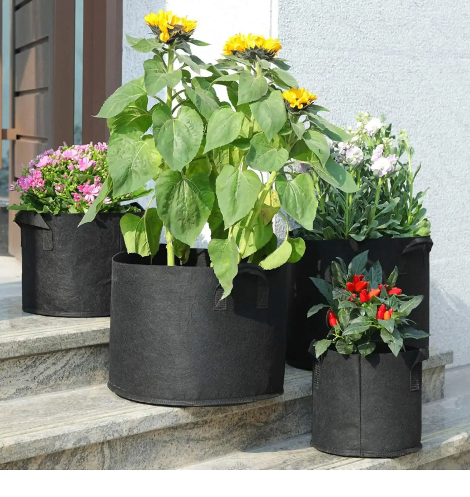 

5-Pack Grow Bags/Aeration Fabric Pots with Handles(Available Capacities: 3 Gallon，4 Gallon, 5 Gallon, 7 Gallon, 30 Gallon)