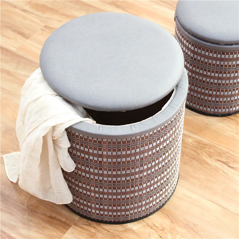 Multifunctional Wooden round Ottoman Storage Stool Fashionable Home Shoe Bench Sofa round Stool
