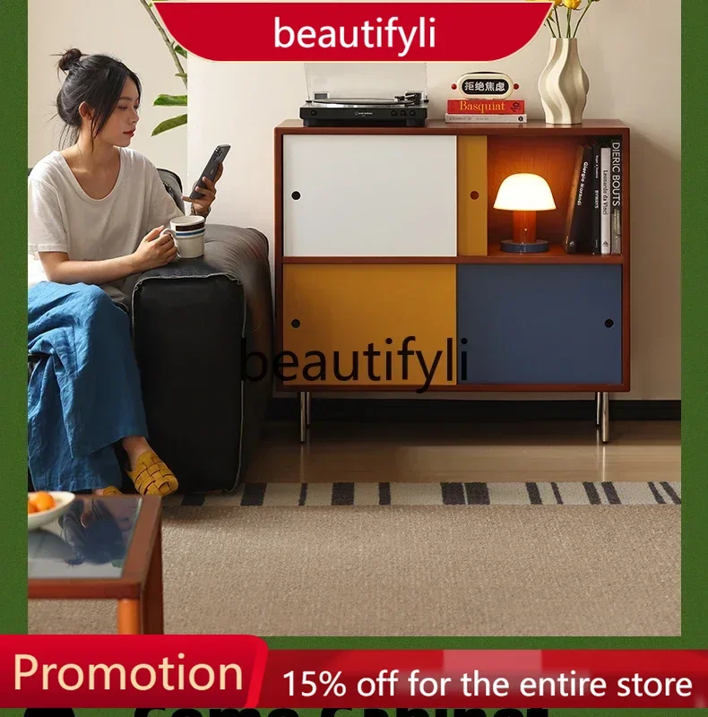 

X188 Medieval dining side cabinet, living room storage cabinet, artistic sliding door cabinet