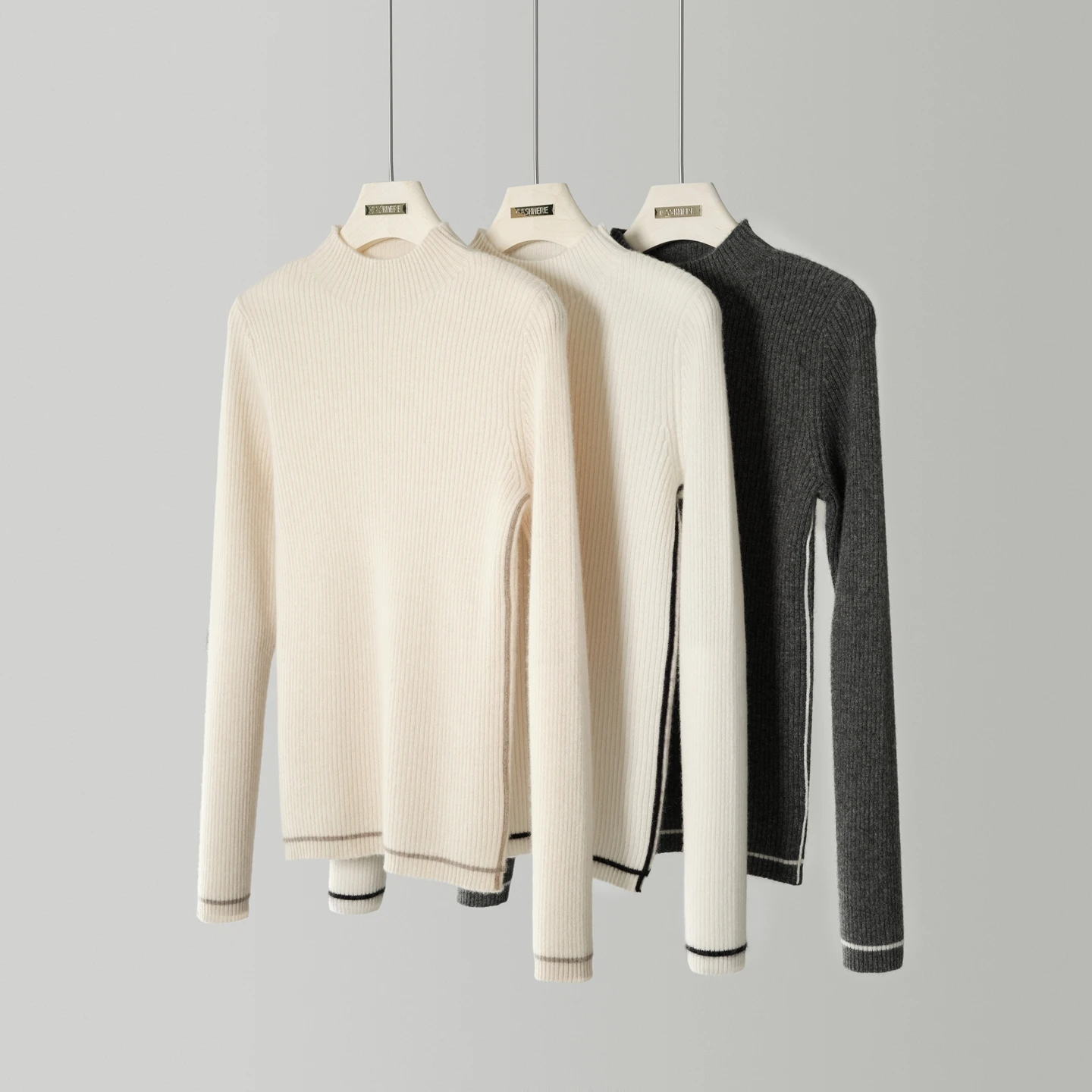 

Women's Sweater 100% Cashmere Sweater Mock Neck Pullover Long Sleeve Soft Warm Slim Fit Spring Autumn Winter High-Quality Top