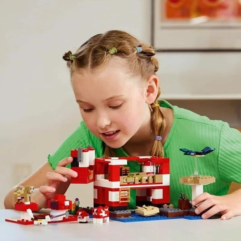 500 ชิ้น Moo เห็ดบ้านอาคาร DIY My Mini World เกม Series Building Block ชุดเด็กของขวัญของเล่นคริสต์มาส