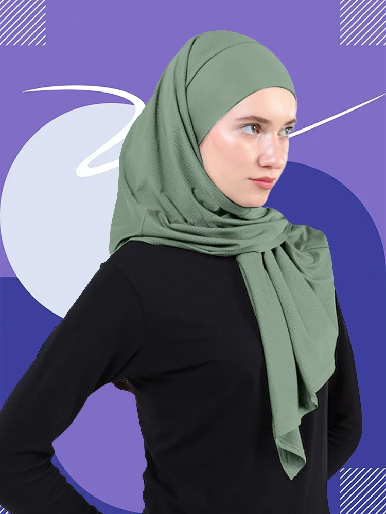 Hijab interior deportivo para mujer, diadema islámica, listo para usar turbante, gorro interior liso musulmán