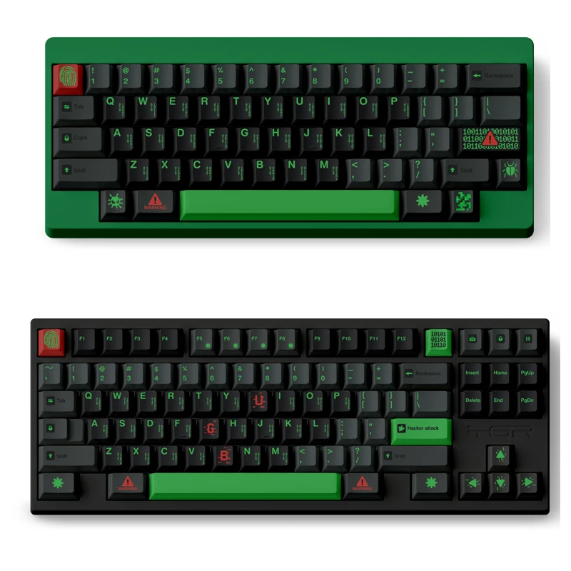 Колпачки для клавиш FBB Hacker Theme PBT Механическая клавиатура Колпачки для клавиш MX Переключатели по индивидуальному заказу DIY Gitft для игрового компьютера Офис 1,7 мм Черный
