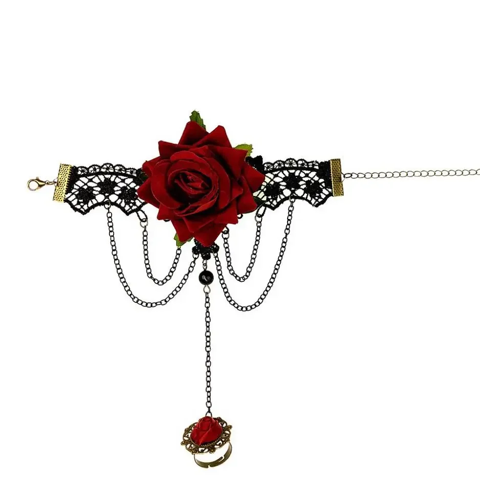 1 قطعة قفازات Steampunk النساء خمر المعصم الكفة والعتاد مجوهرات للبنات اكسسوارات أساور الفيكتوري زي الدانتيل Handwear قلادة