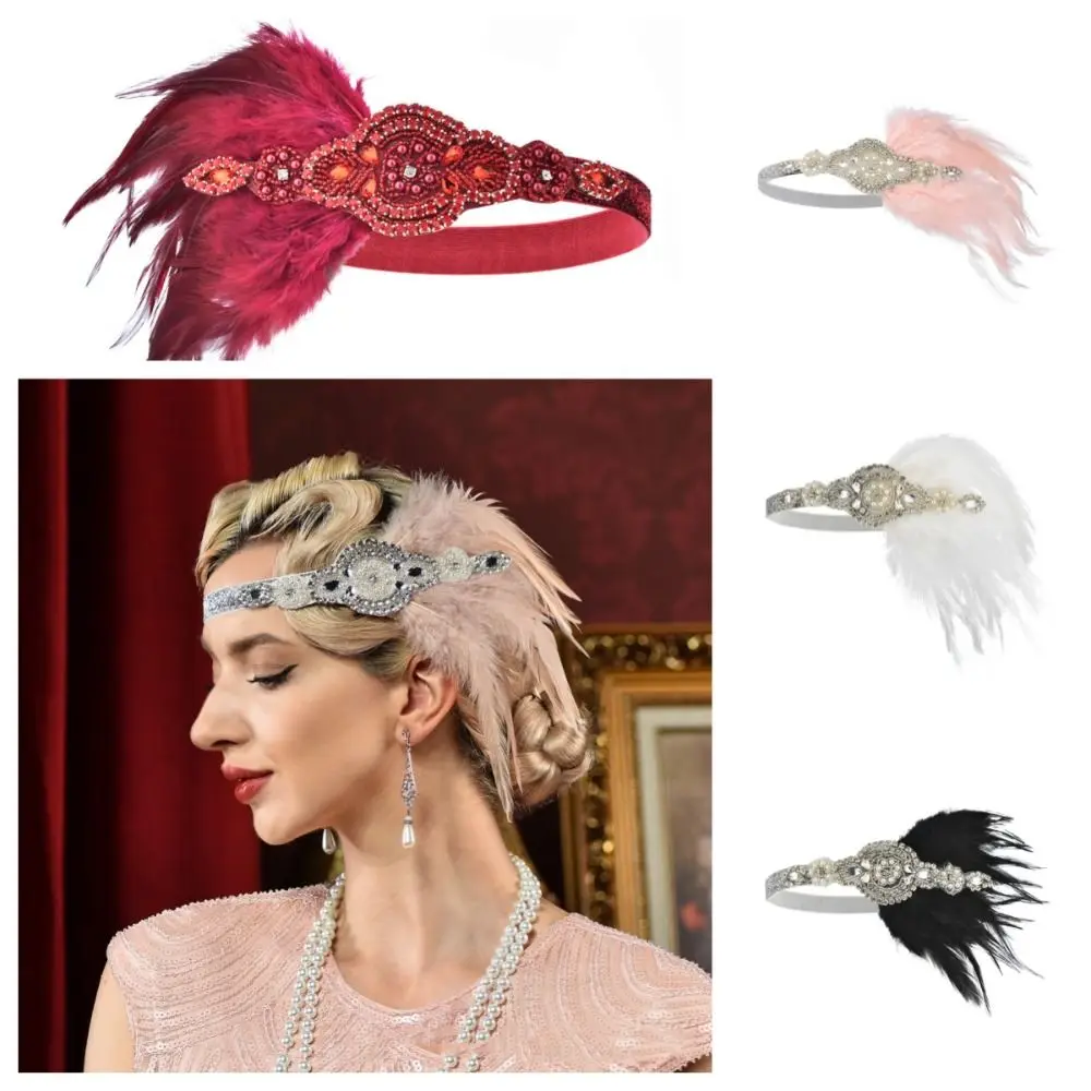 

Hair Accessories Feather Headwear Diamond Black Cosplay Dress Headwear Tassel Makeup Party Masquerade Hair Band Bridal Headdress