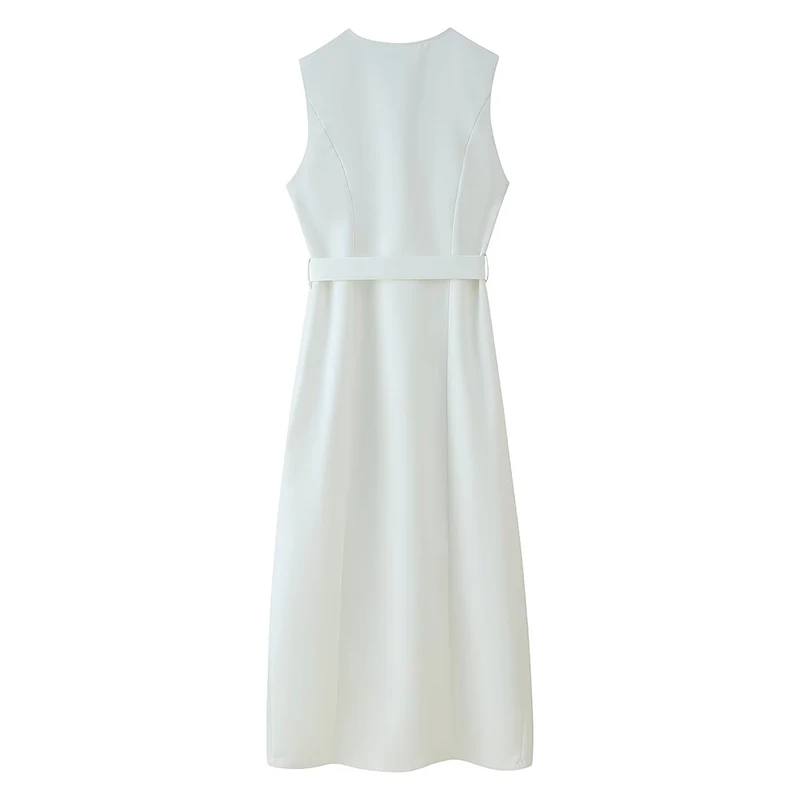 

Faionable round Ne Belted Dr Women's Sle Summer 2025 Single Button High Waist A-Line Long Dr Polyester Fiber