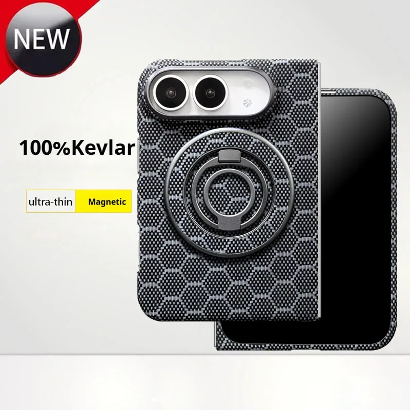 Official Case For iPhone Duo Wide, 100% Kevlar Aramid Carbon Fiber bracket Magnetic MagSafe Protective Cover Phone Accessories