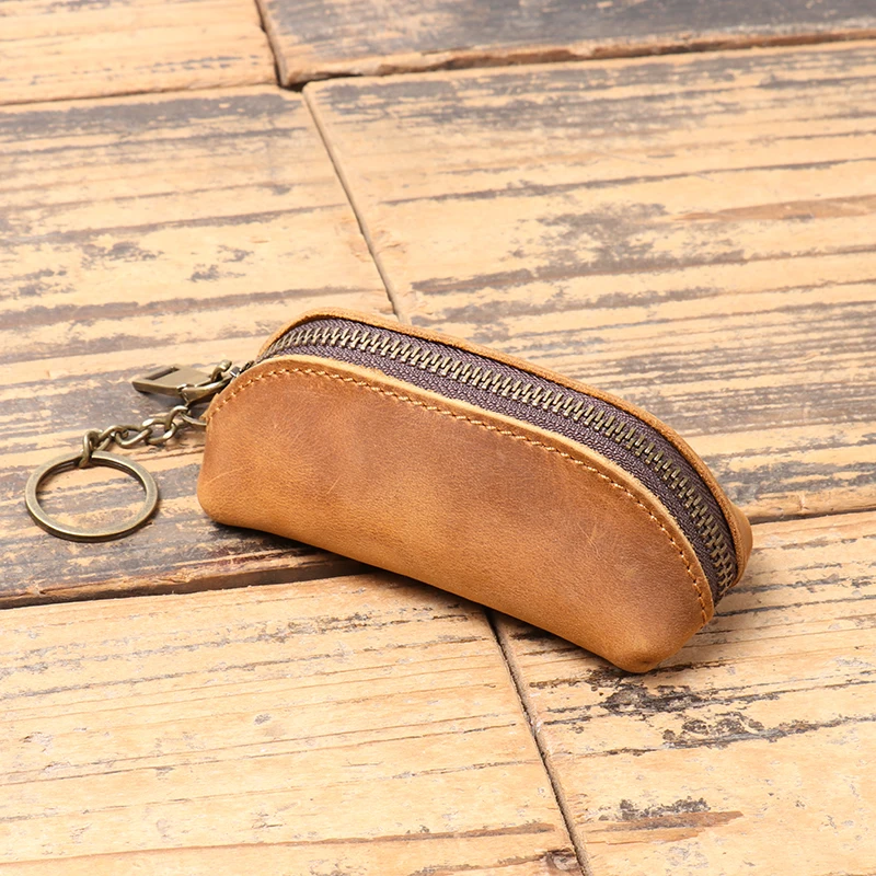 Men\'s Real Leather Wallet Vintage Mini Coin Purse Women\'s Key Holder Organizer Pouch Housekeeper Car Case Wallet Leathfocus