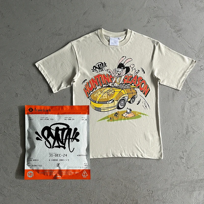 

Sy-world T Shirt 'HUNTING SEASON'-The driving rabbit Print Tshirts y2k Street Men Women Casual Short-sleeved Tees COTTON Tops