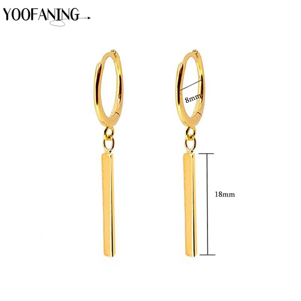 925 Sterling Silver Ear Needle Minimalist Hoop Earrings Long Strip Neutral Style Fashionable Single Item Jewelry Earrings Gift