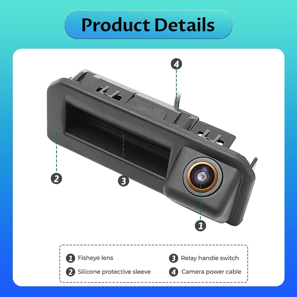 LS 170° CVBS AHD 1080P Car Reverse Backup Trunk Handle Camera For Audi Q2 Q3 Q5 A5 VW Bora Skoda Kodiaq Kroq Cayenne 2017-2019