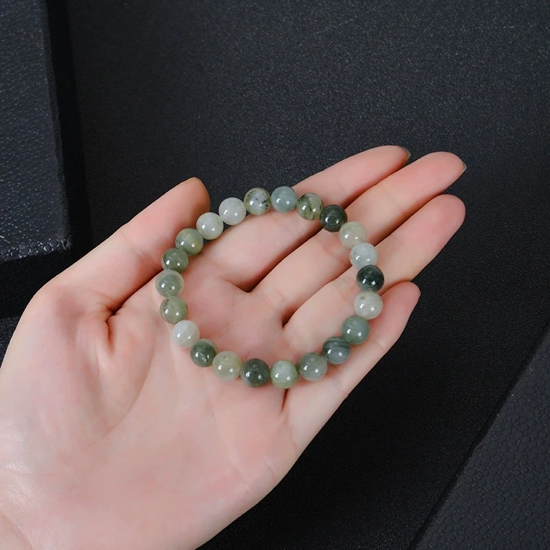 Depression Healing Crystal Bracelet Greenweed Stone Agate Bracelet Elastic Natural Stone Beads Bracelet for Women Men