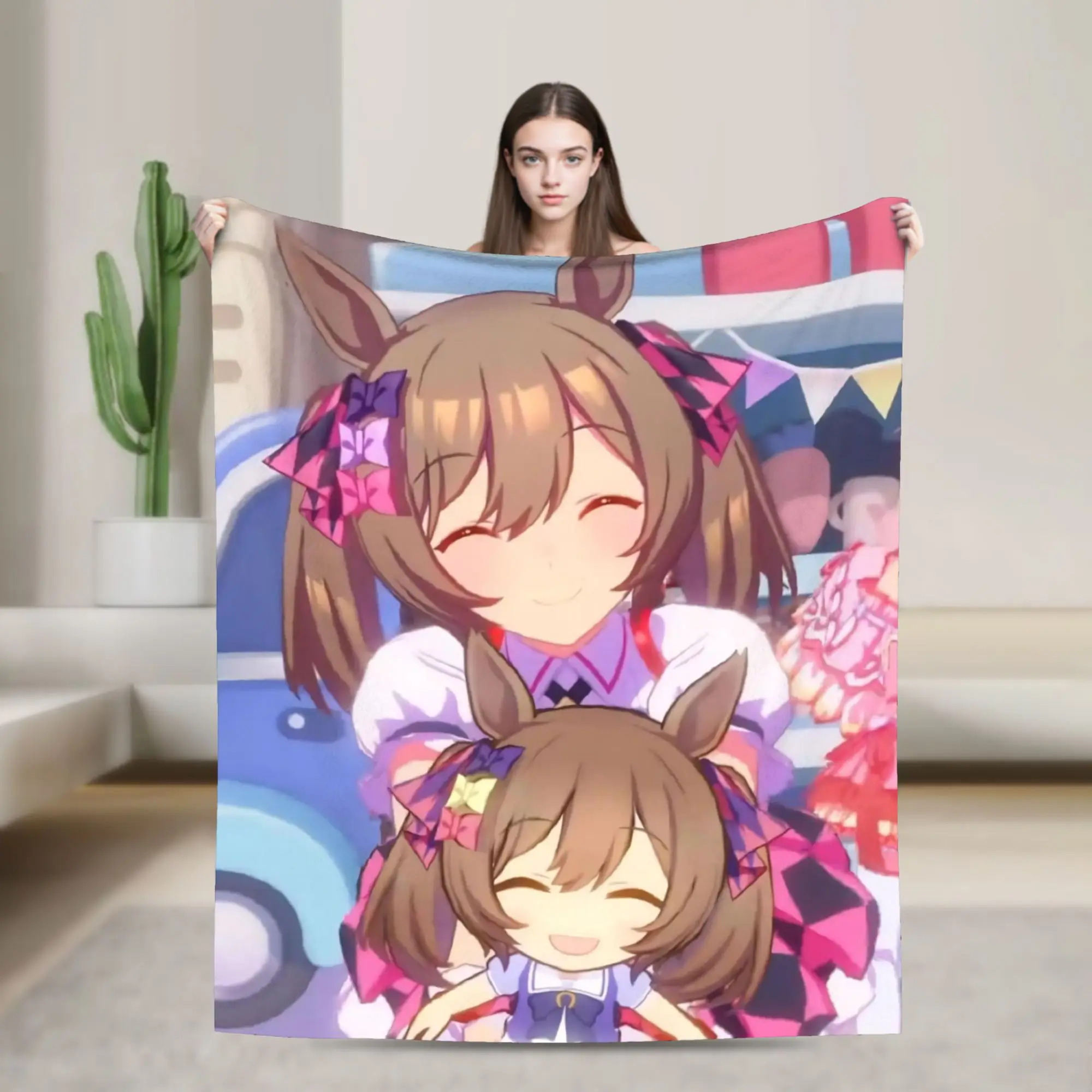 Umamusume Pretty Derby Cartoon Blanket Flannel Printed  Portable Soft Throw Blanket for Bedding Bedroom Rug Piece