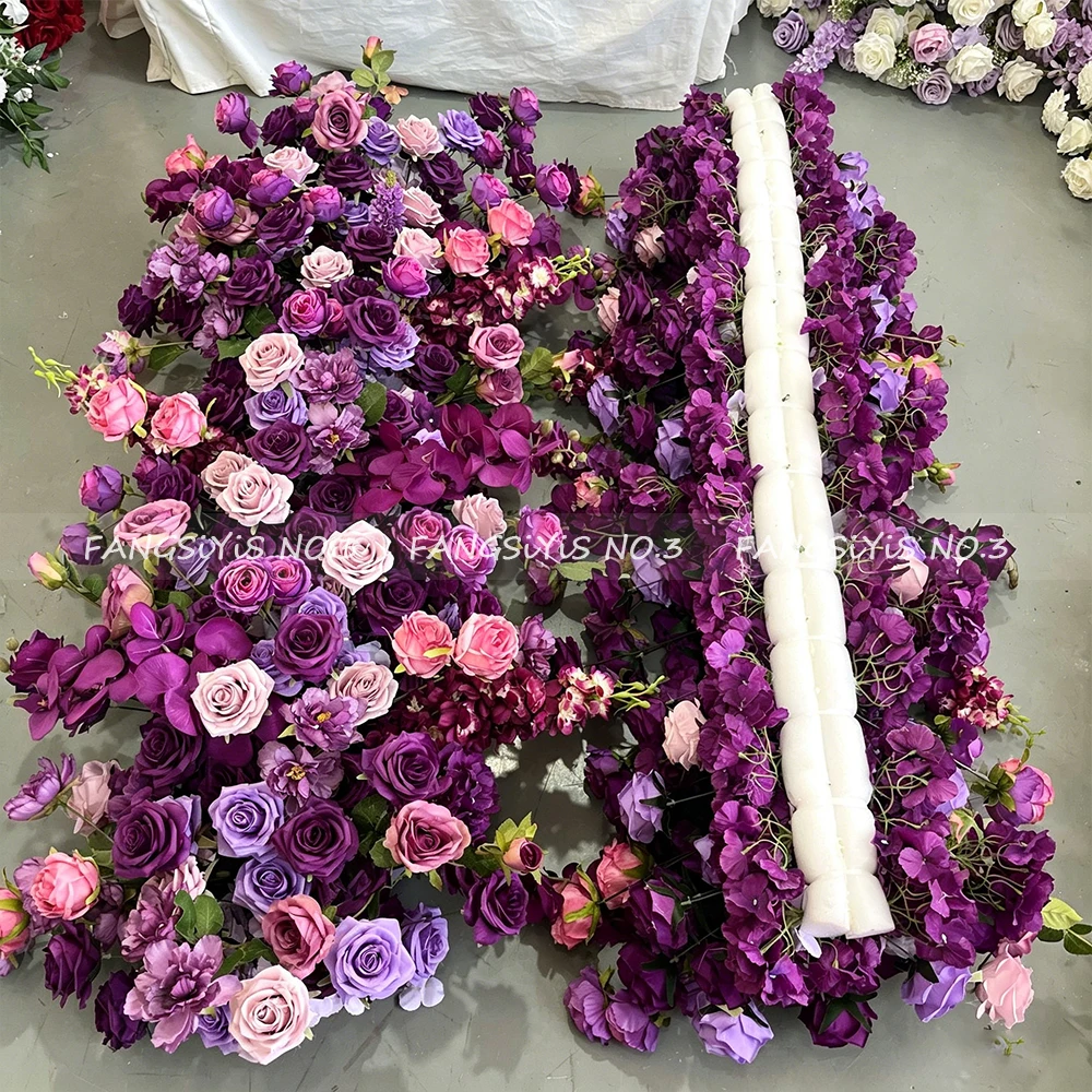 2M/1M 高級紫のバラ造花列 ウェディングテーブルセンター - Flower Wall Panel のレビューと価格