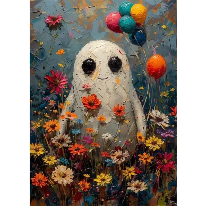 Halloween Wall Art Pictures Floral Bohoo Ghost Witch Skull Vintage Art Canvas Posters Print Canvas Paintings for Home Decor