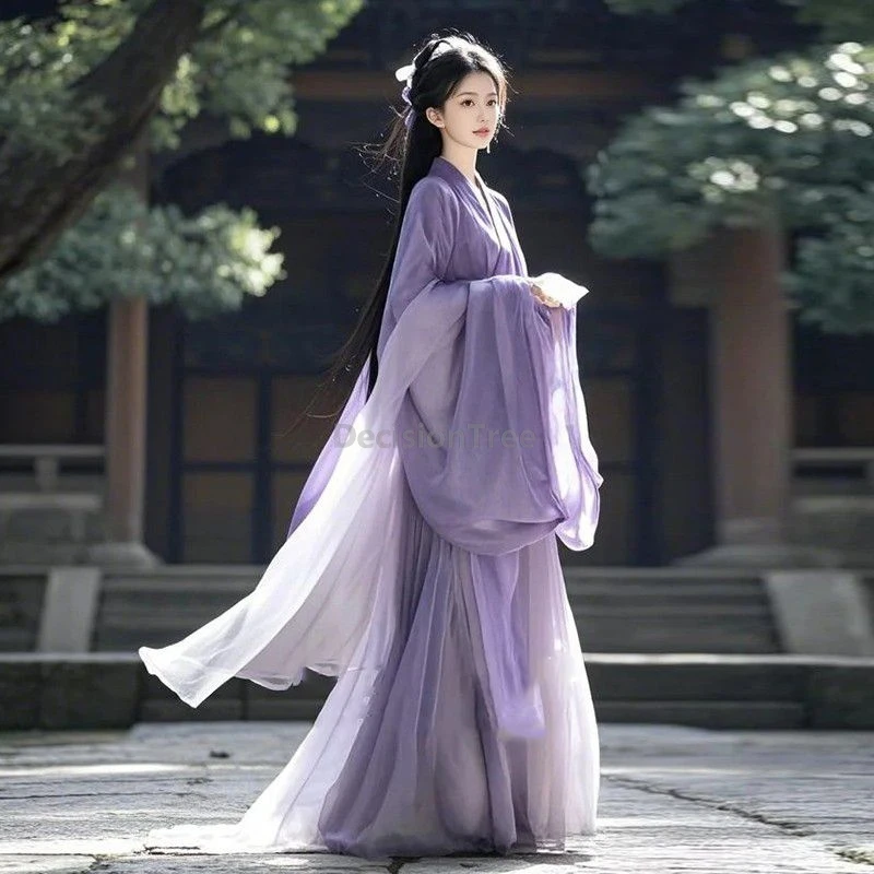 

2025 классический нежный темперамент Вэй Цзинь Ханфу ретро фея градиент цвета дзен чай одежда ежедневная улучшенная модная китайская ханьфу