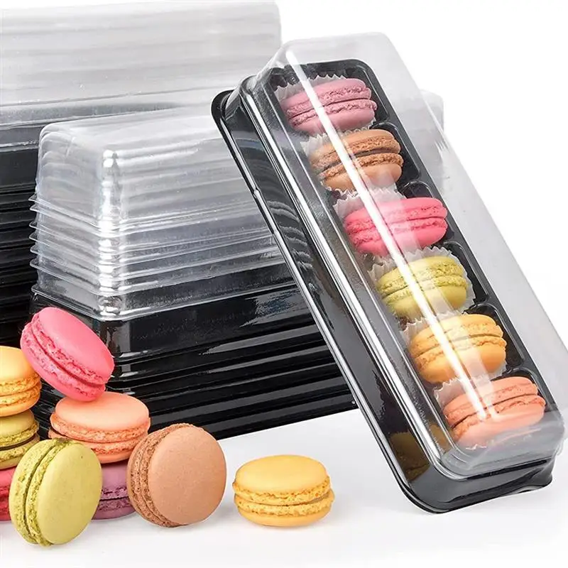 Cajas compactas de pastelería para panadería, cajas de embalaje multifunción para macarrones, bandejas de regalo para pasteles, decoración de postres, 6 agujeros, 10 unidades