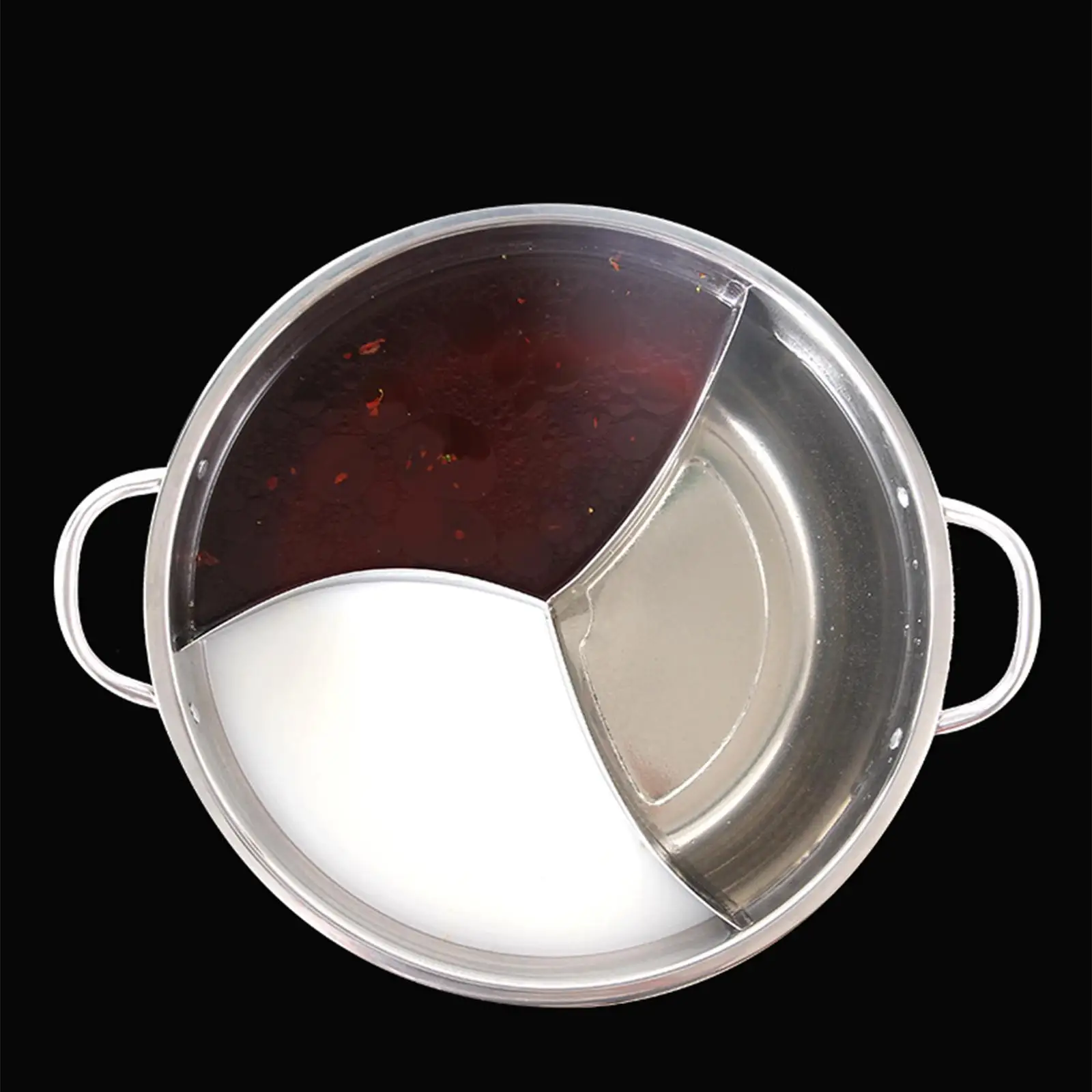 Chafing Dishes Triple Pot Stainless Steel Hotpot with Divider Indoor Outdoor Cookware for Restaurant Buffet