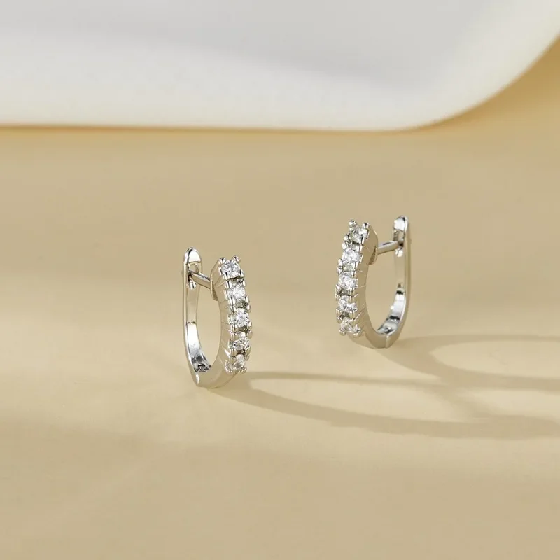 

925 Sterling Silver Geometry Earrings Inlaid Zircon for Women Wedding Jewelry Accessories