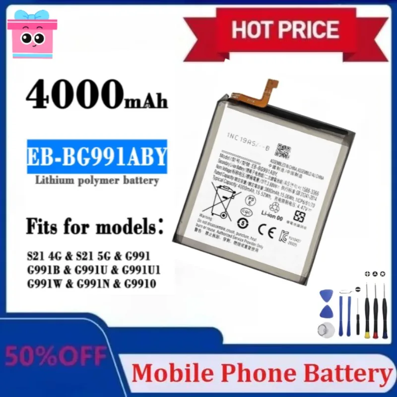 

Новые аккумуляторные батареи EB-BG991ABY 3,88 В 4000 мАч для Samsung Galaxy S21 5G SM-G991B/DS G991U с инструментами