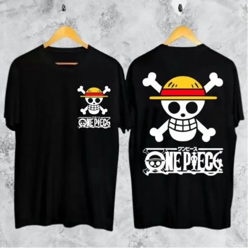 ONE PIECE Anime Peripheral Clothes Short-sleeved Men's and Women's Cartoon T-shirt Y2K Cotton Print Tee Harajuku Streetwear Tops