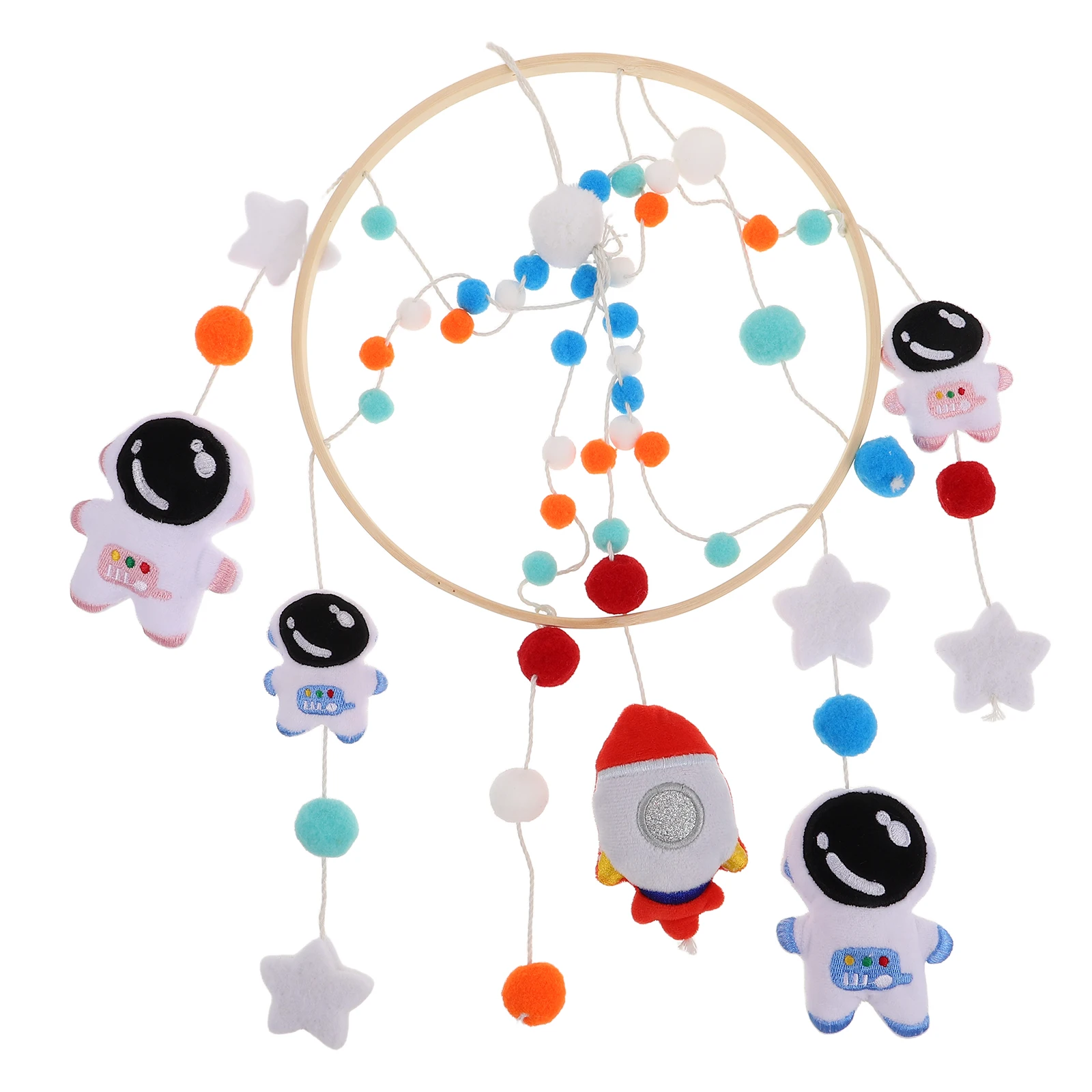 

Baby Mobile Handmade Felt Astronaut Rocket Hanging Wind Chime Infant Bed Accessories Portable Design Safe