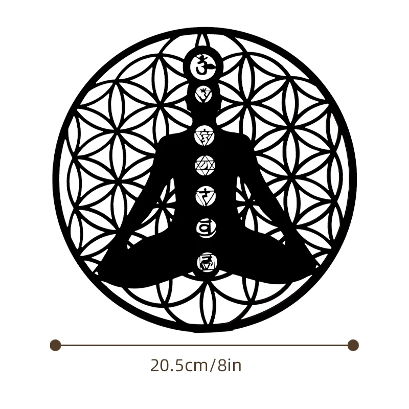 1Pcs  Buddhism Meditation  Wood Wall Art Sculpture forYoga Chakra  Geometry Seven Chakra Art HouseDecoration