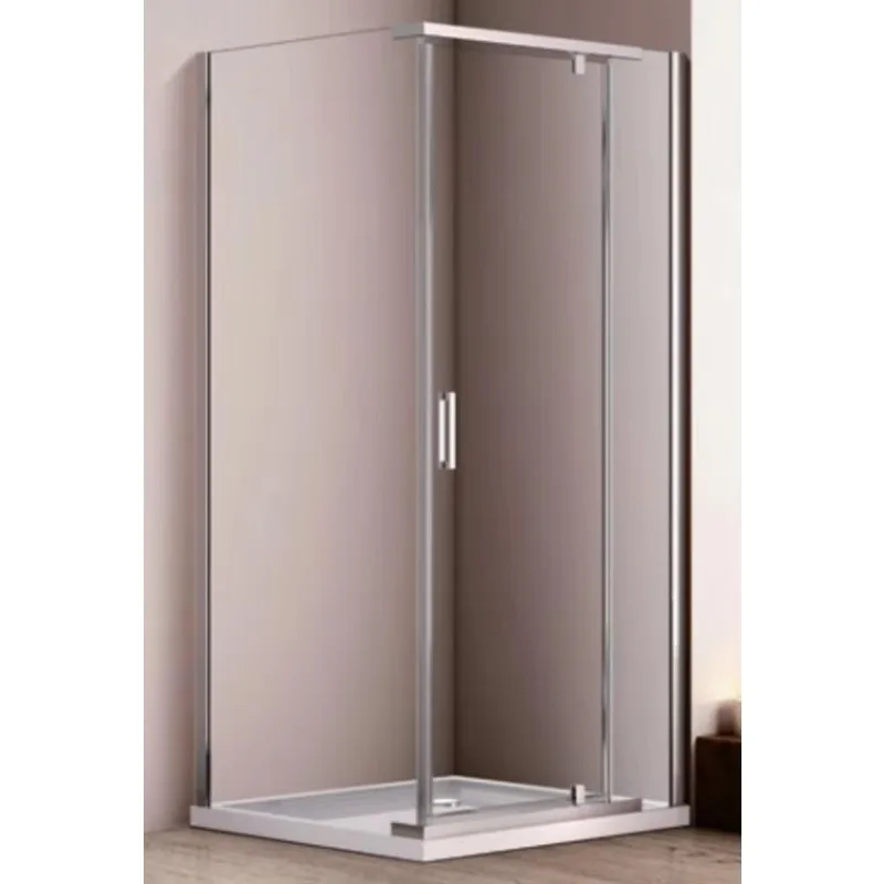 Square Corner Hinged Modern Bathroom Shower Enclosure Chrome-finish Aluminum Frame 8mm OEM ODM
