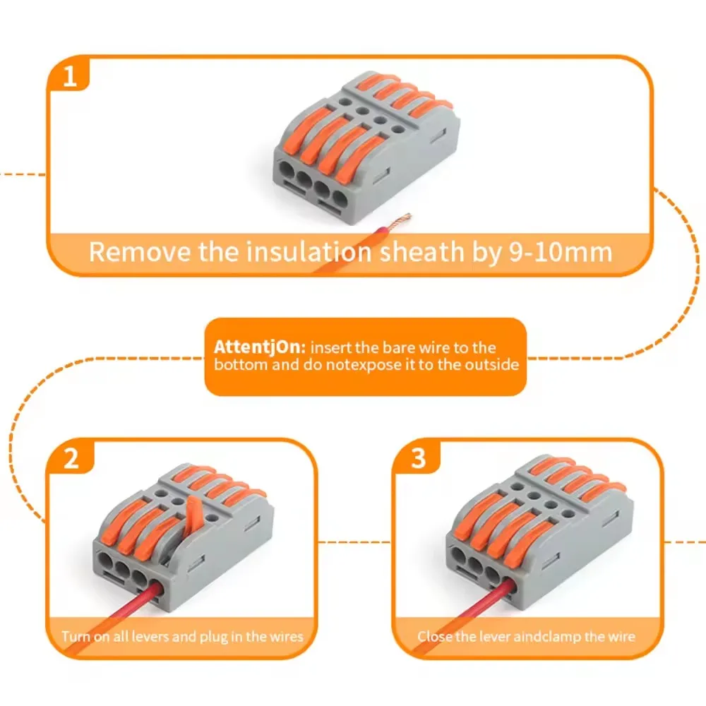 10pcs Quick Terminal Connector 212/213/214/215 Hard And Soft Wire Parallel Connector Connector Press The Wire Terminal PCT image 4