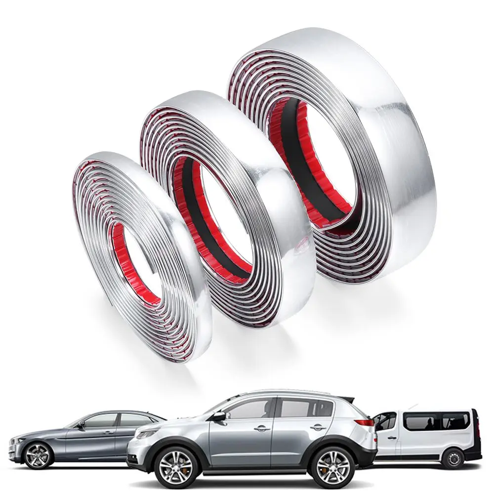 

Хромированная молдинговая отделка, защитные наклейки для дверей автомобиля, полоса, бампер, гриль, автомобильная лента против столкновений, защитная пластина для края двери, яркая наклейка