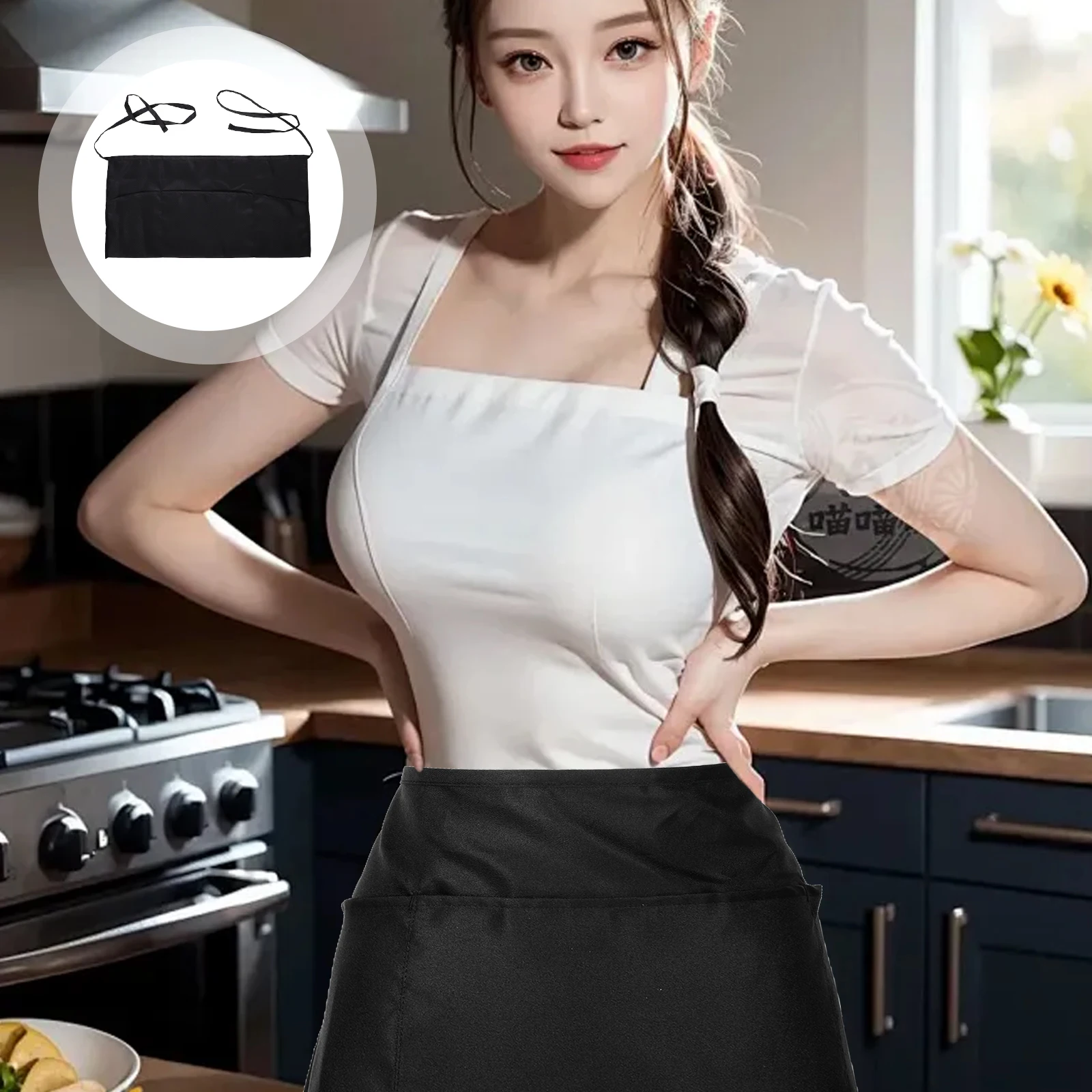 

2 Pcs Waterproof Apron Barber with Pockets Aprons Nail for Work Polyester Women