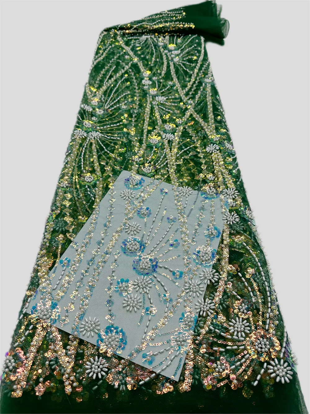 Tecidos de renda do noivo africano com lantejoulas para vestidos de festa, mais recente francês 3D frisado tule tecido de renda, alta qualidade, 2024