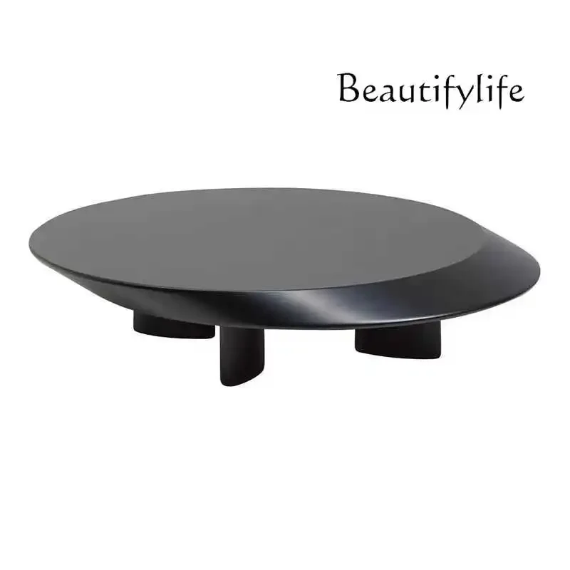 

Nordic Italian minimalist oval coffee table black paint tea table living room custom furniture