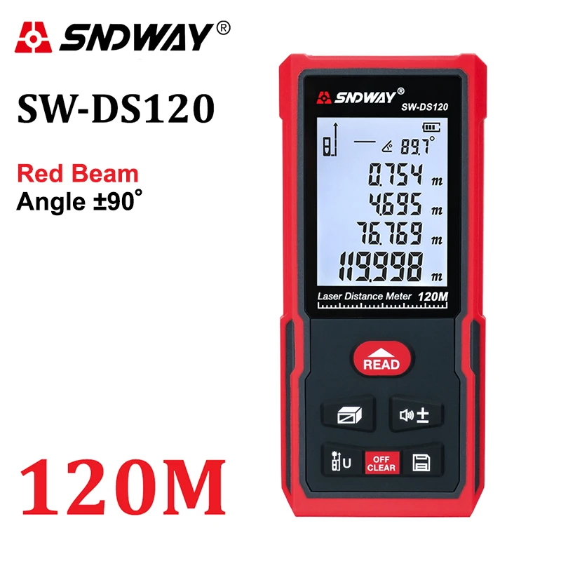 SNDWAY laser distance meter 40M 60M 80M 100M 120M rangefinder trena laser tape range finder build measure device ruler test tool