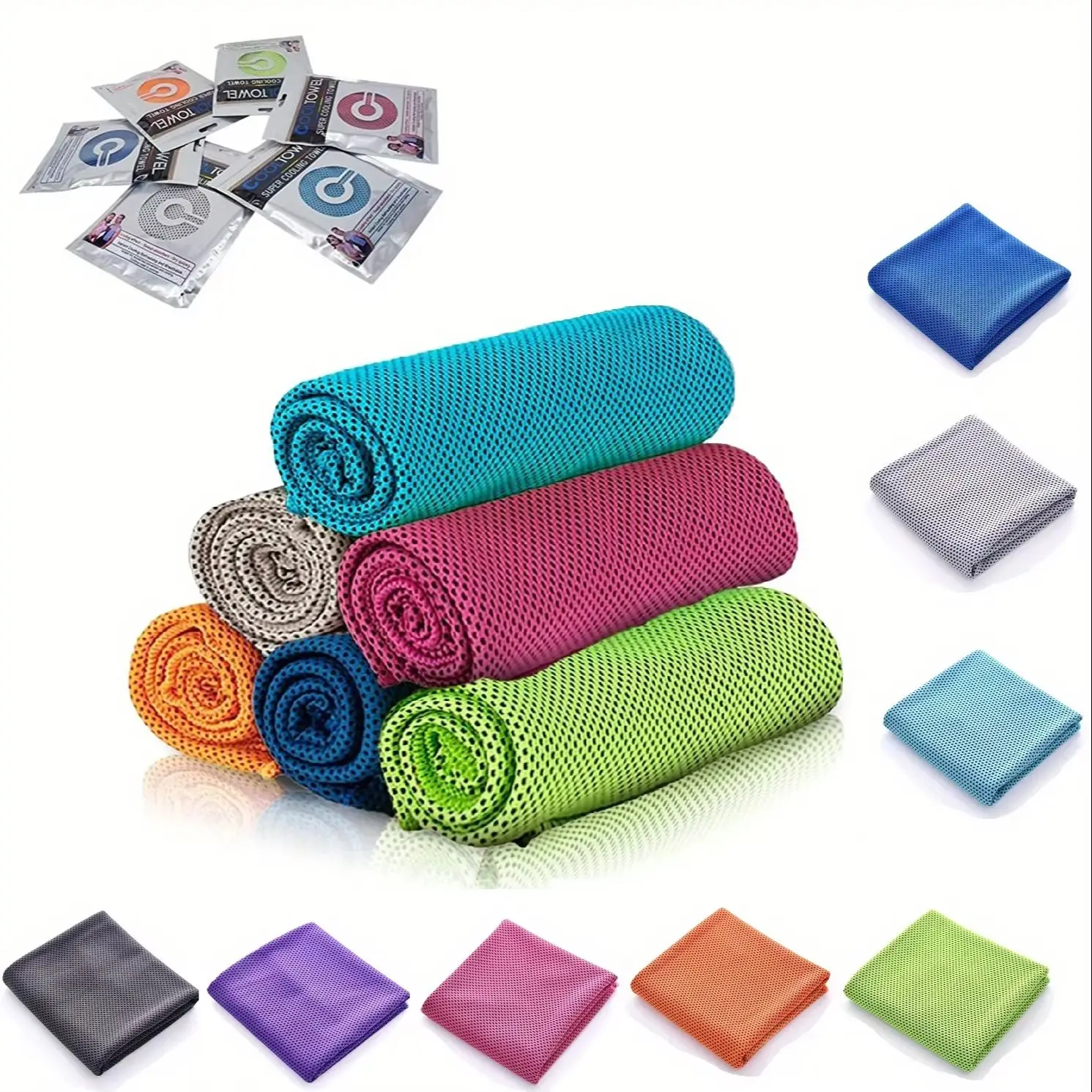 6Pcs Cooling Towel Set 90x30cm, Soft Breathable Microfiber Ice Towel, Quick-Dry Sweat Absorbent for Gym Camping Running