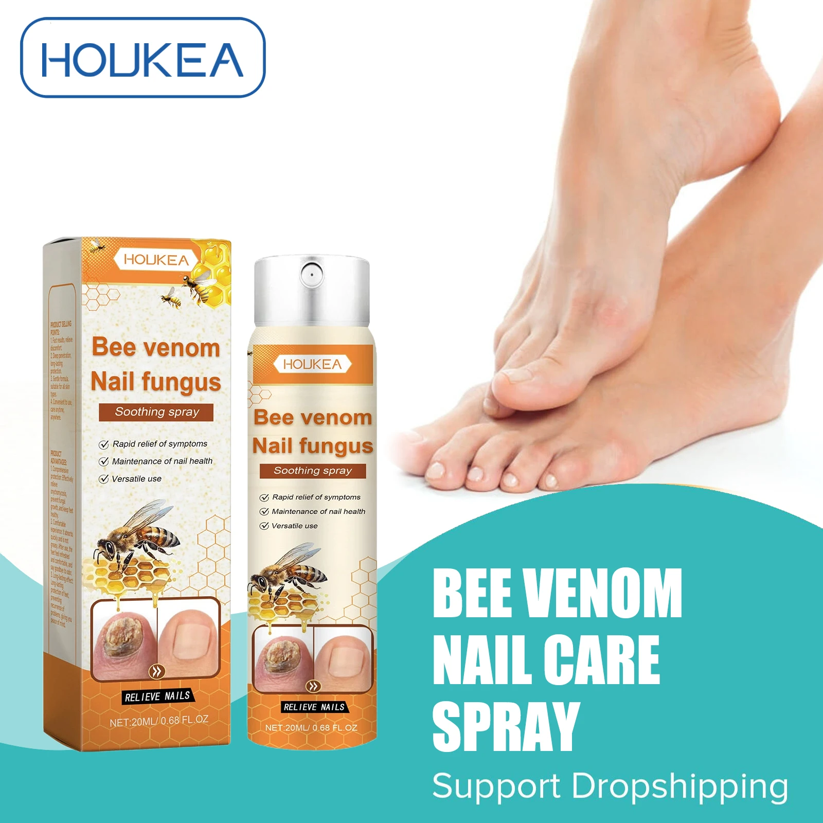 Bienengif Nagelpilz Reparaturspray Graue Nagelbehandlung Onychomykose Paronychie Entfernung Lindert Fußgeruch Hand Fußnagelpflege