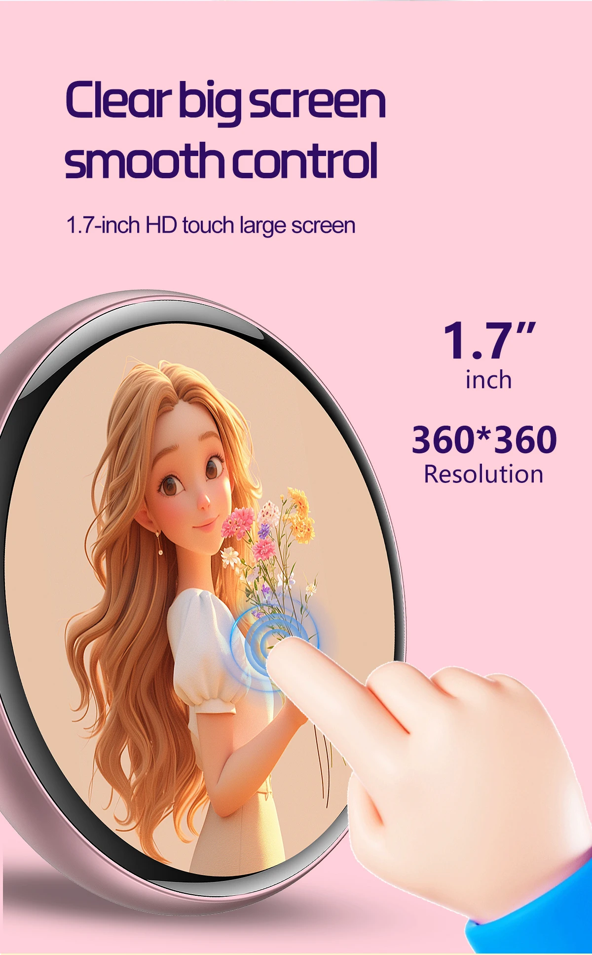 Picture 7: 1.7inch Dynamic Electronic Badge Anime AI Merchandise Digital Display Badge with Touch Control Uploading Photos GIFs and Videos