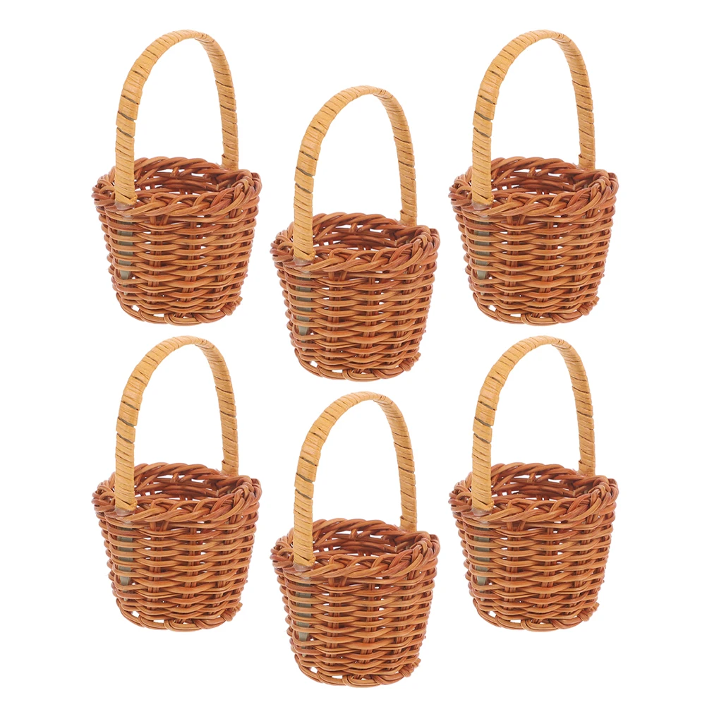 

6pcs Rattan Mini Baskets 5x4cm Woven Storage Tiny Flower Home Wedding Party Garden Decor Small Toy Container Household
