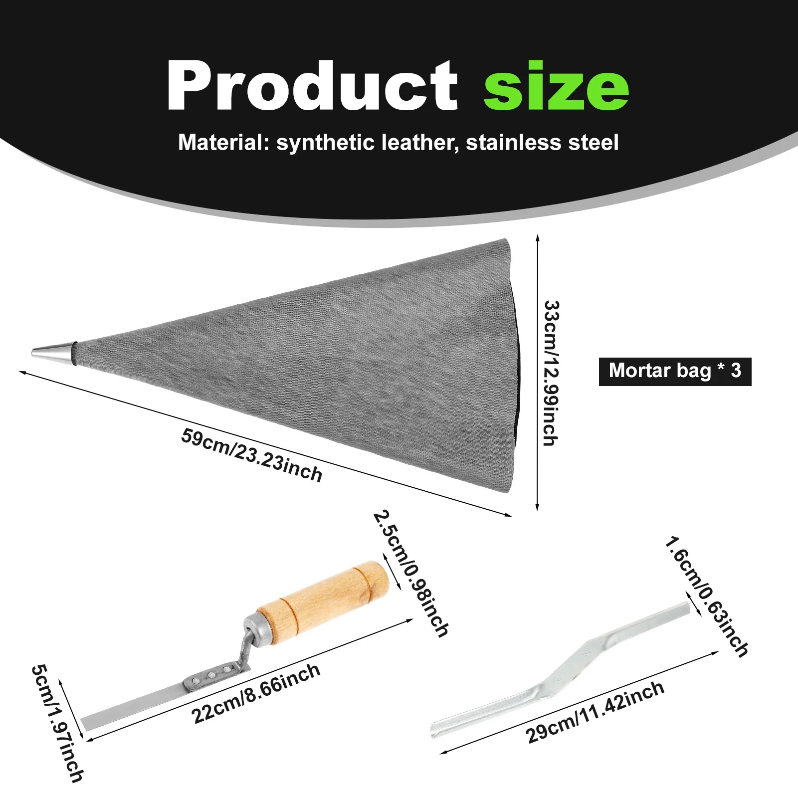3Pcs Portable Tile Grouting Set Masonry Mortar Bag with Molded Puncture Tip Cement Sealer for Home Renovations Projects